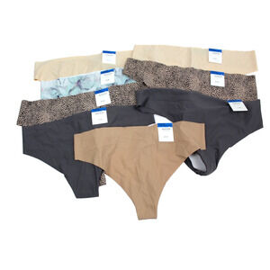 Lot Bundle Thong Panties Underwear 8 Womens Size XL Gray Leopard Beige NEW